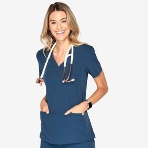 Figs Dark Harbor Casma Scrub Top XL